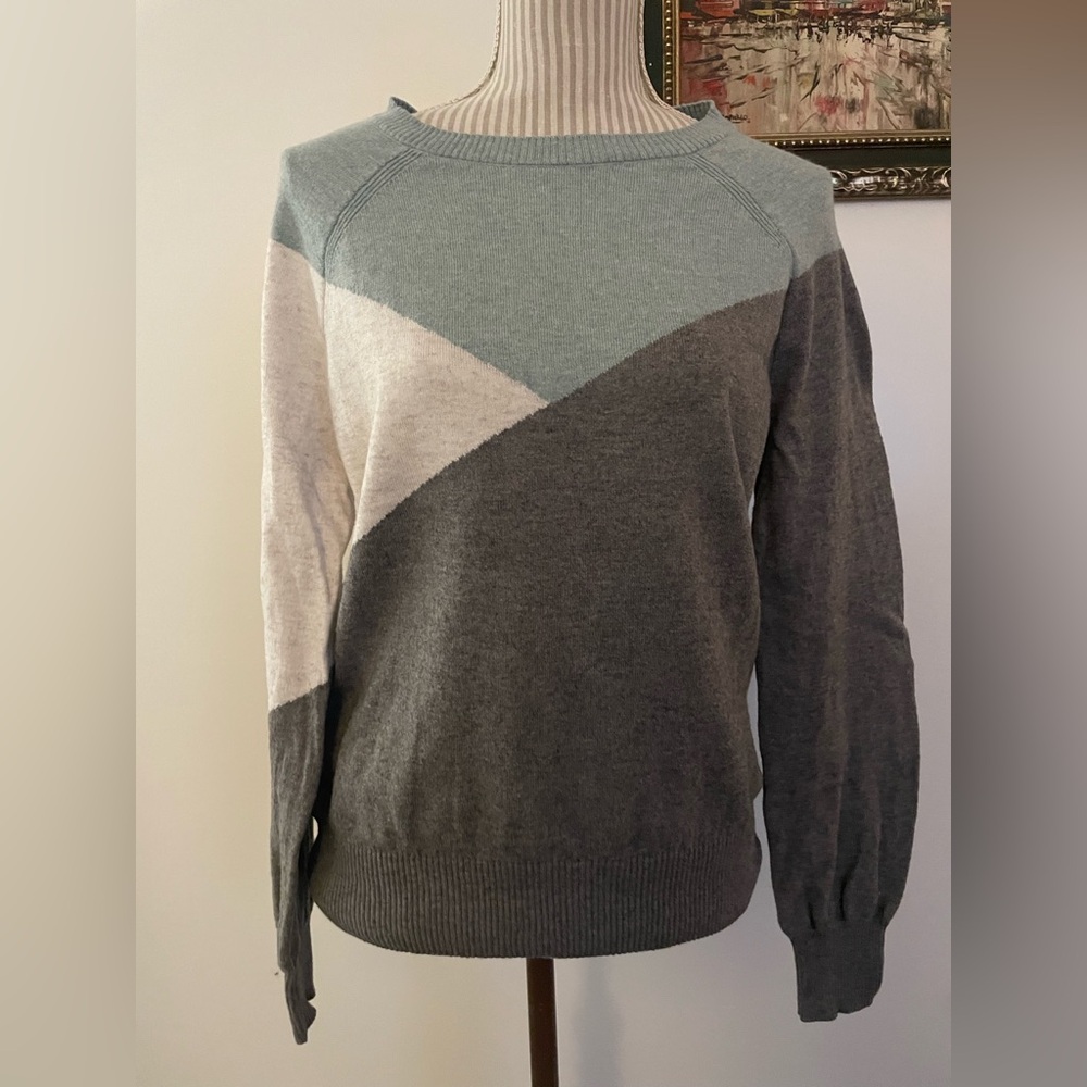 PrAna Havaar Small Light Blue Grey Colorblock Sweater